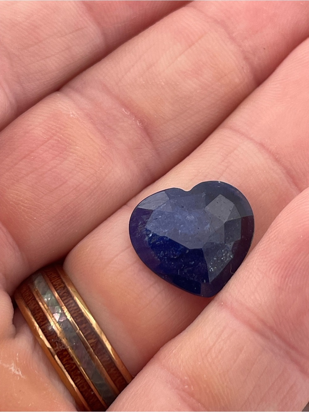 11.5ct Heart Sapphire Simple checkerboard Facet 15x17mm Blue Sapphire Gemstone - Picture 4 of 13